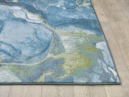 7' X 10' Teal Blue Abstract Area Rug