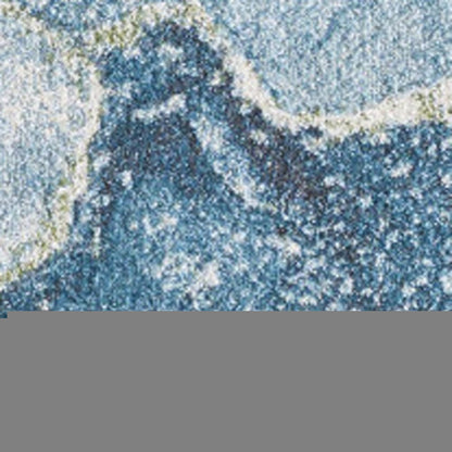 7' X 10' Teal Blue Green And Ivory Abstract Area Rug