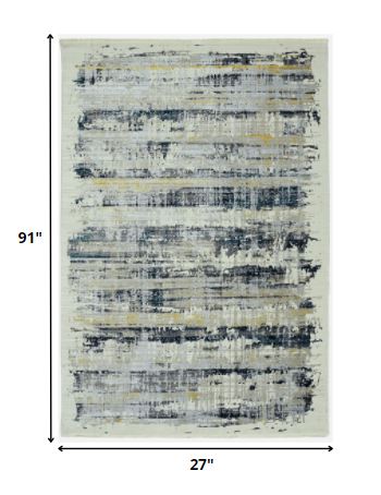 8' Runner Blue Abstract Runner Rug