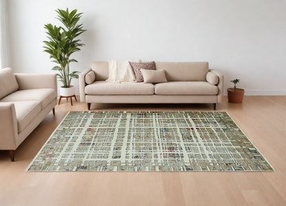 8' X 11' Ivory Abstract Area Rug