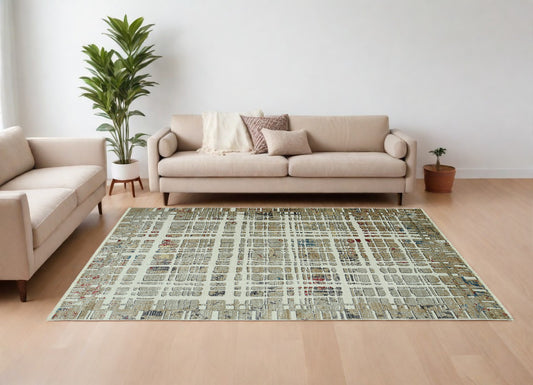 8' X 11' Ivory Abstract Area Rug