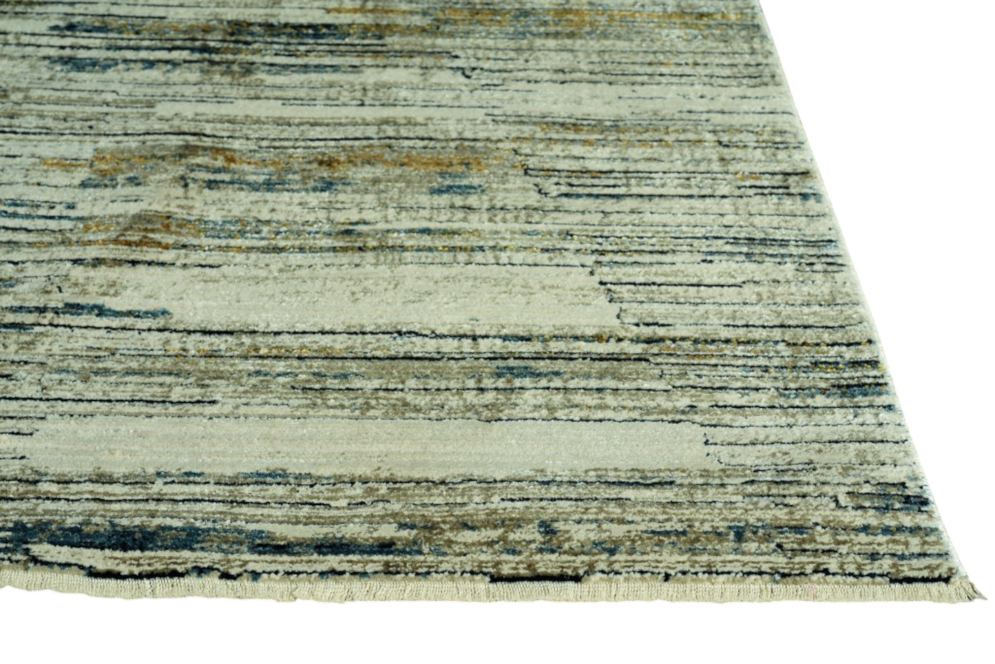 8' Runner Ivory and Blue Abstract Runner Rug