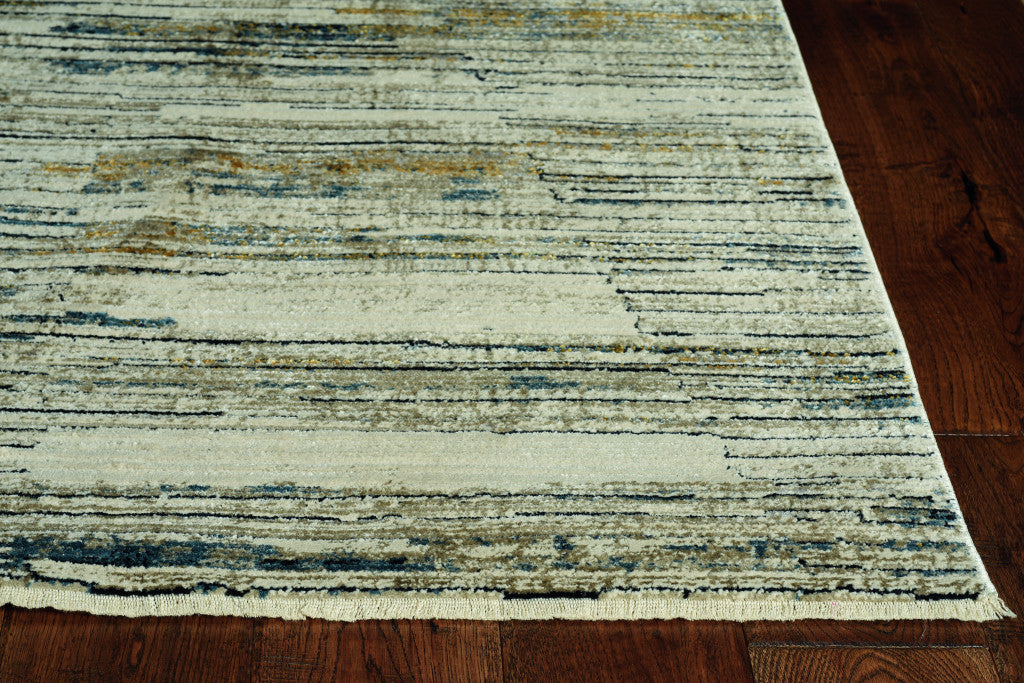 5' X 8' Ivory and Blue Abstract Area Rug