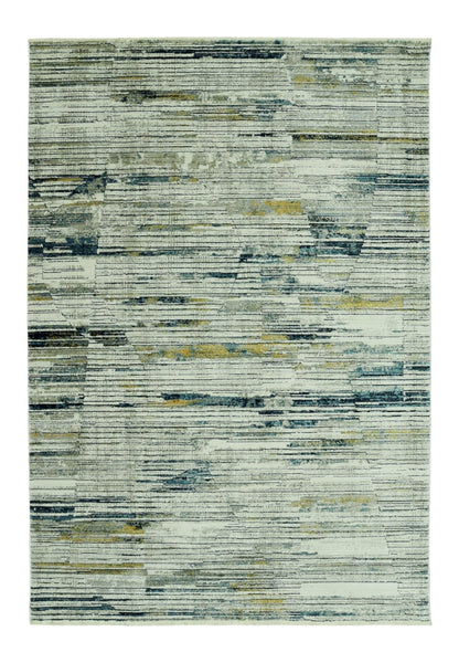 8' X 11' Ivory and Blue Abstract Area Rug