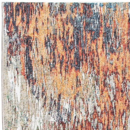 8' Blue And Beige Abstract Runner Rug