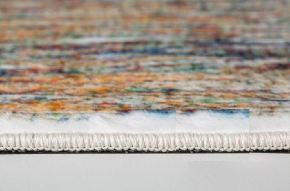 8' Blue And Beige Abstract Runner Rug