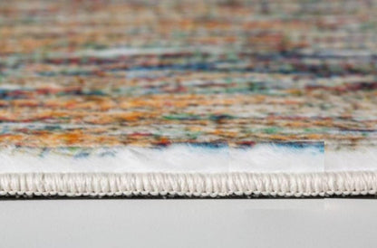 8' Blue And Beige Abstract Runner Rug