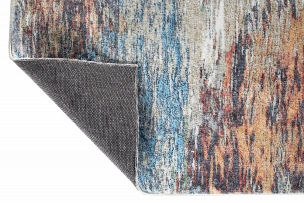 8' Blue And Beige Abstract Runner Rug