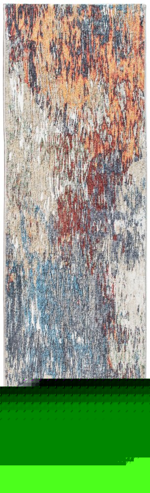 8' Blue And Beige Abstract Runner Rug