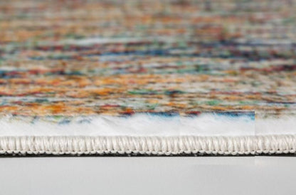8' Blue And Beige Abstract Runner Rug