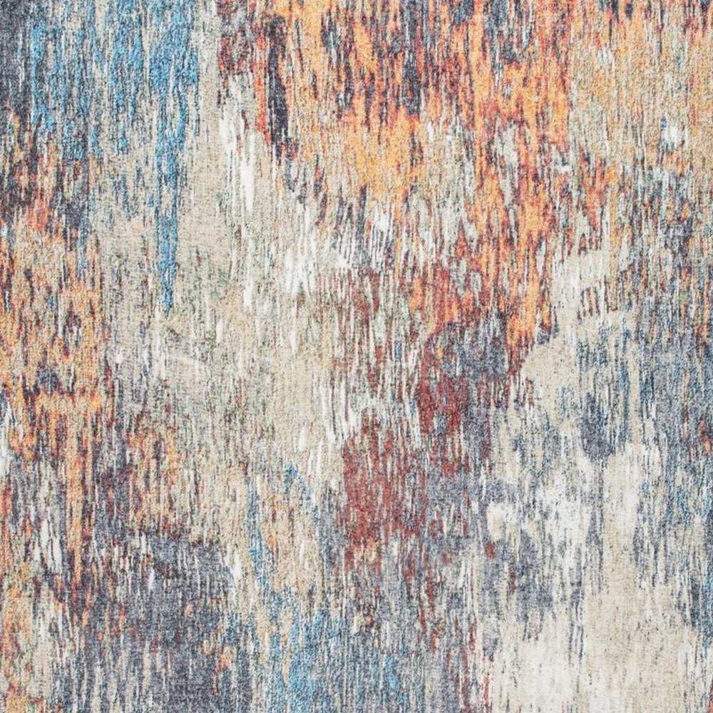 5' X 8' Blue and Beige Abstract Area Rug