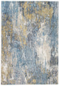 5' X 8' Blue and Gold Abstract Area Rug