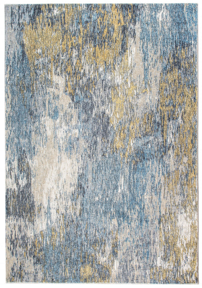 6' X 9' Blue and Gold Abstract Area Rug