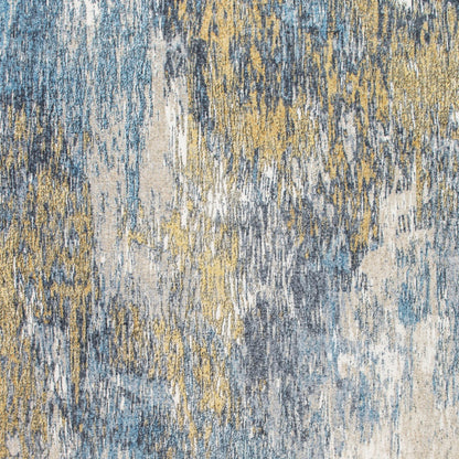 8' X 10' Blue and Gold Abstract Area Rug