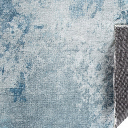 8' Blue And Ivory Abstract Runner Rug