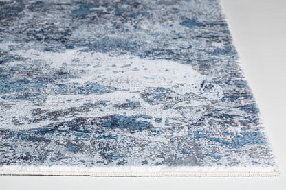 8' Runner Blue and Gray Abstract Runner Rug