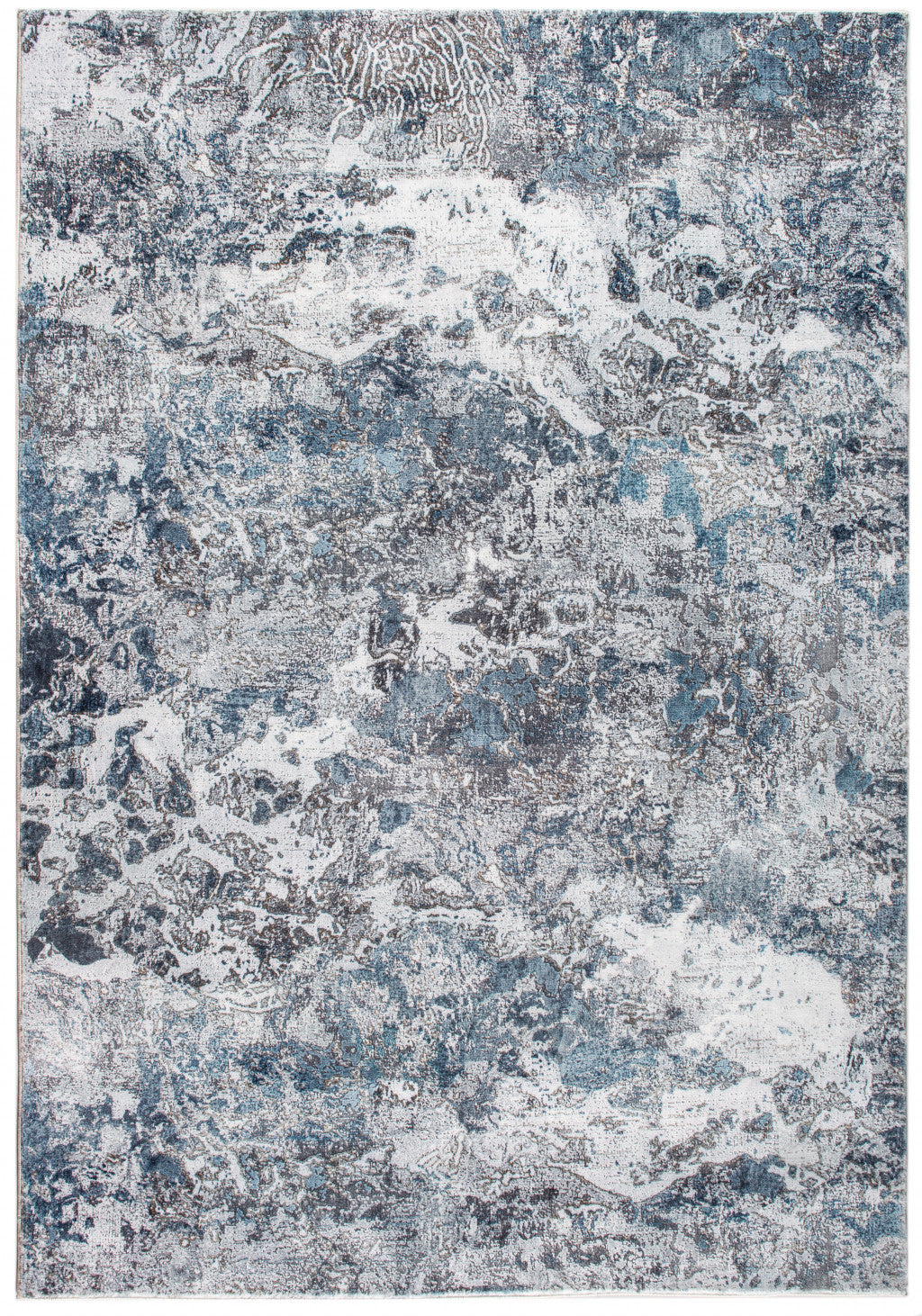 8' X 10' Blue and Gray Abstract Area Rug