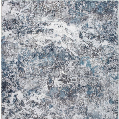 8' X 10' Blue and Gray Abstract Area Rug