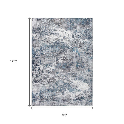 8' X 10' Blue and Gray Abstract Area Rug