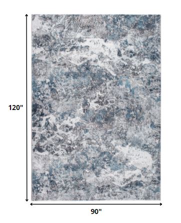 8' X 10' Blue and Gray Abstract Area Rug