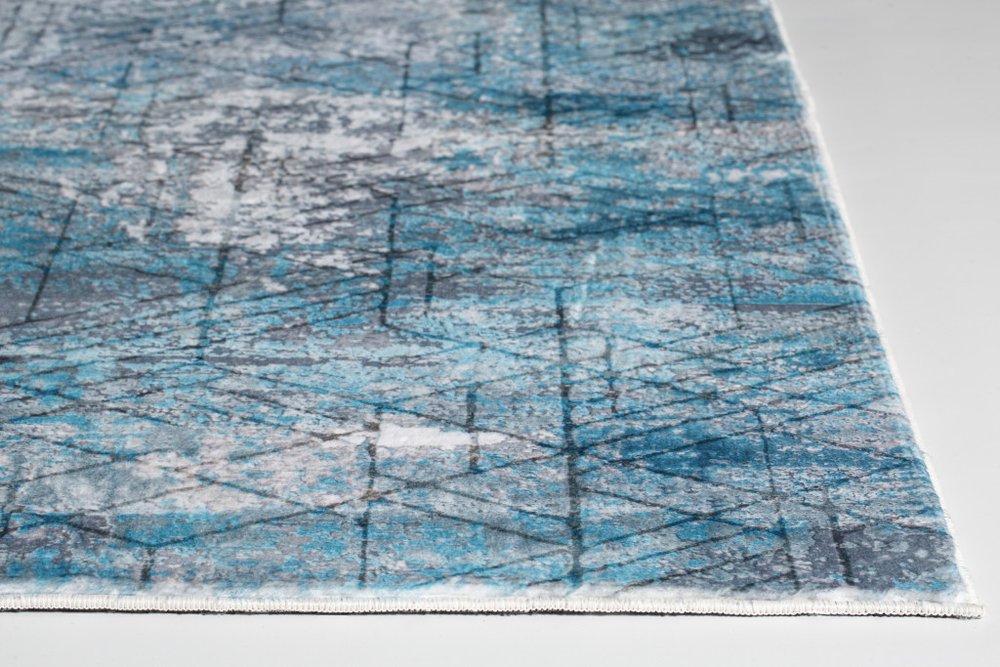 6' X 9' Blue Gray Abstract Cuboid Modern Area Rug