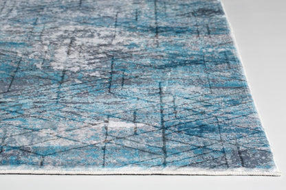 6' X 9' Blue Gray Abstract Cuboid Modern Area Rug