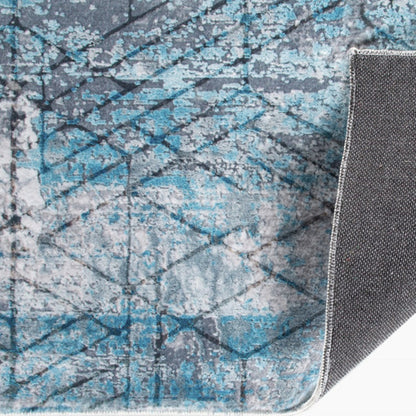 8' X 10' Blue Gray Abstract Cuboid Modern Area Rug