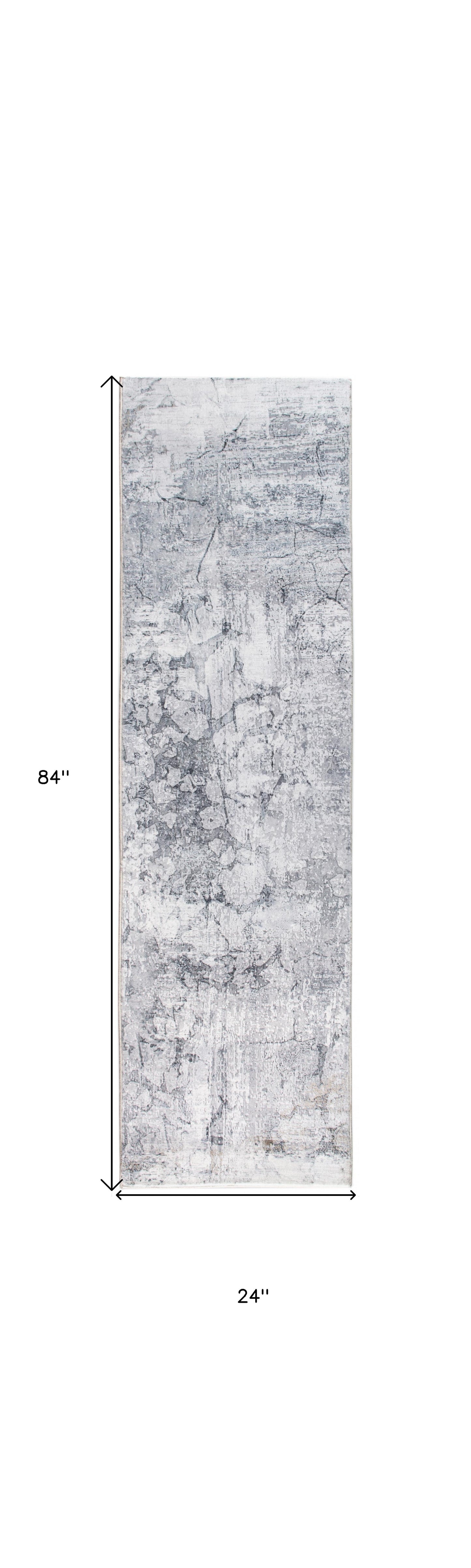 8' Runner Gray Abstract Runner Rug