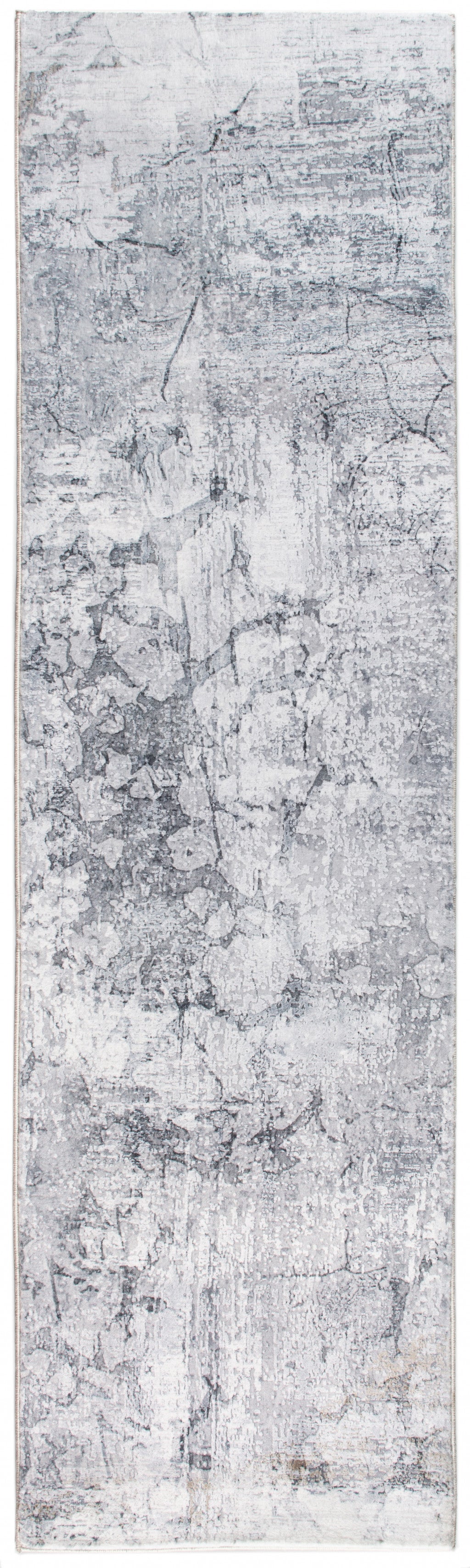 8' Runner Gray Abstract Runner Rug