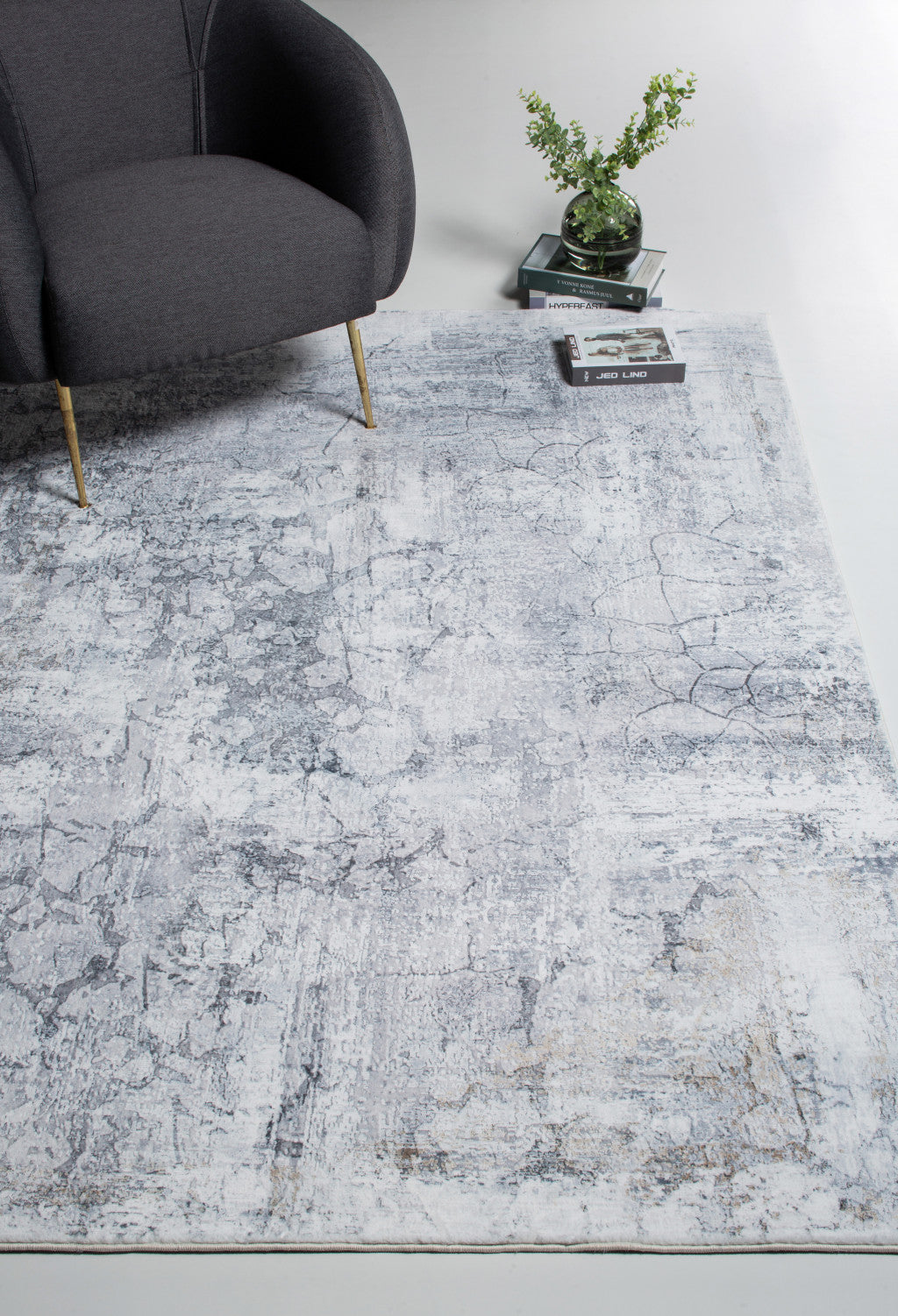 8' Runner Gray Abstract Runner Rug