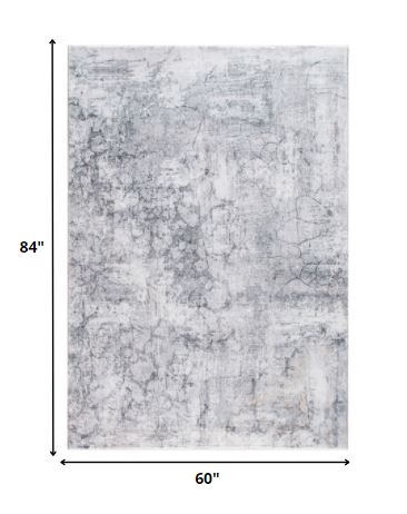 5' X 8' Gray Distressed Marble Area Rug