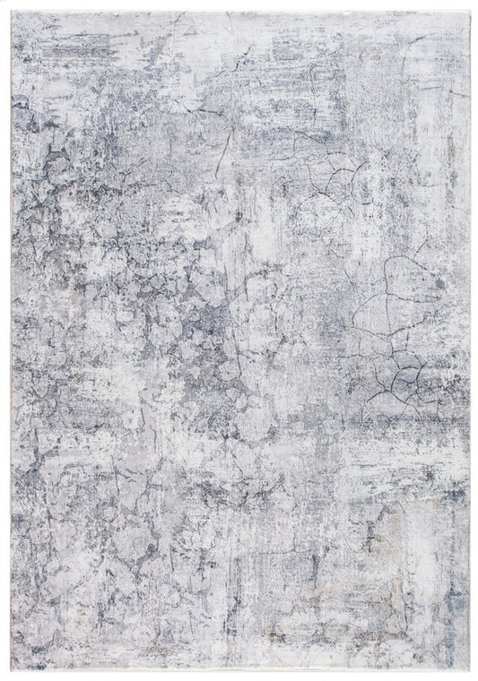 8' X 10' Gray And Ivory Abstract Area Rug