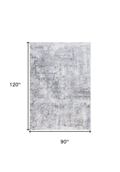 8' X 10' Gray And Ivory Abstract Area Rug