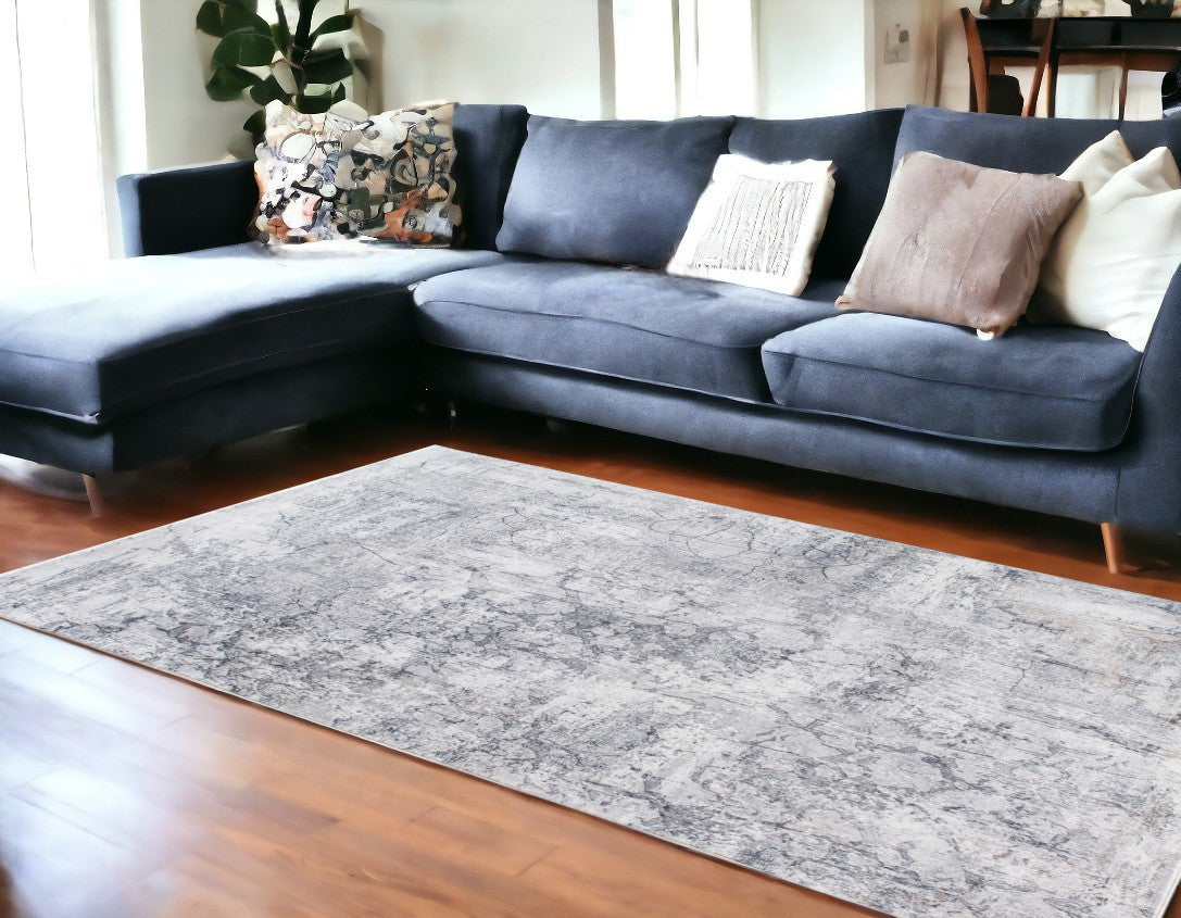 8' X 10' Gray Abstract Area Rug