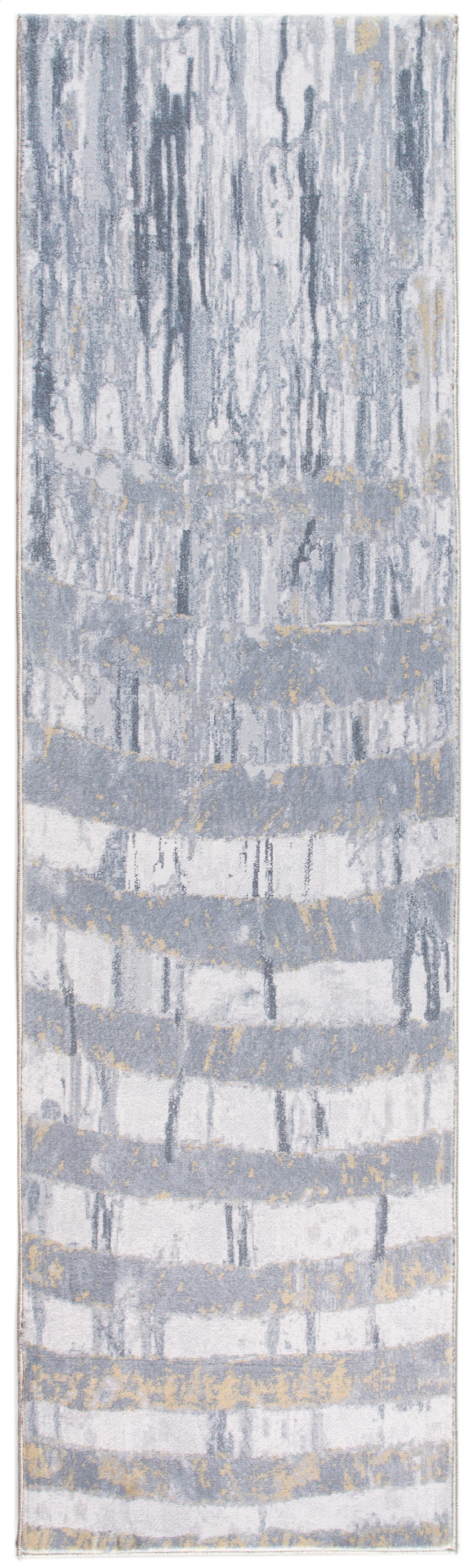 8' Runner Gray Abstract Runner Rug