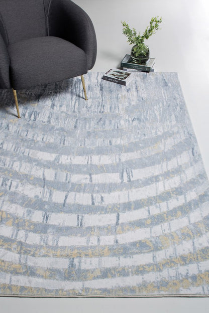8' Gray And Ivory Abstract Runner Rug
