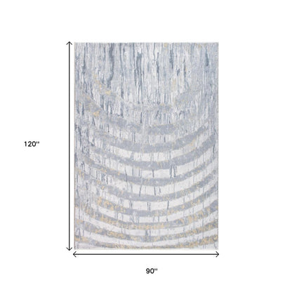 8' X 10' Gray And Ivory Abstract Area Rug