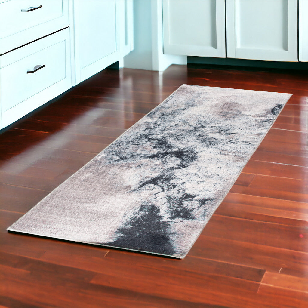 8' Runner Sand Abstract Runner Rug