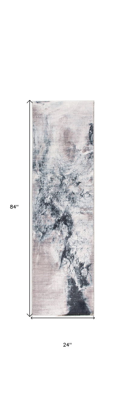 8' Runner Sand Abstract Runner Rug