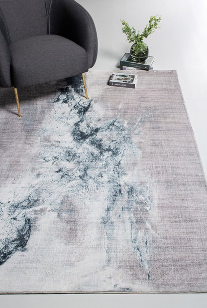 6' X 9' Sand Ivory And Black Abstract Area Rug
