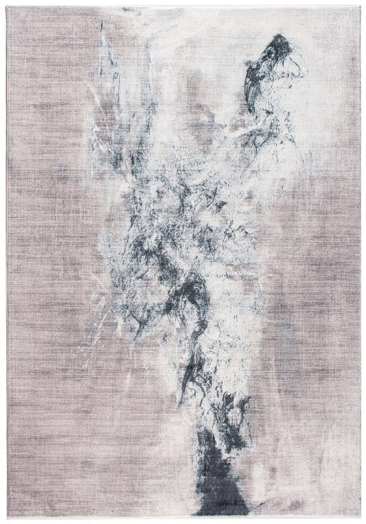 8' X 10' Sand Ivory And Black Abstract Area Rug