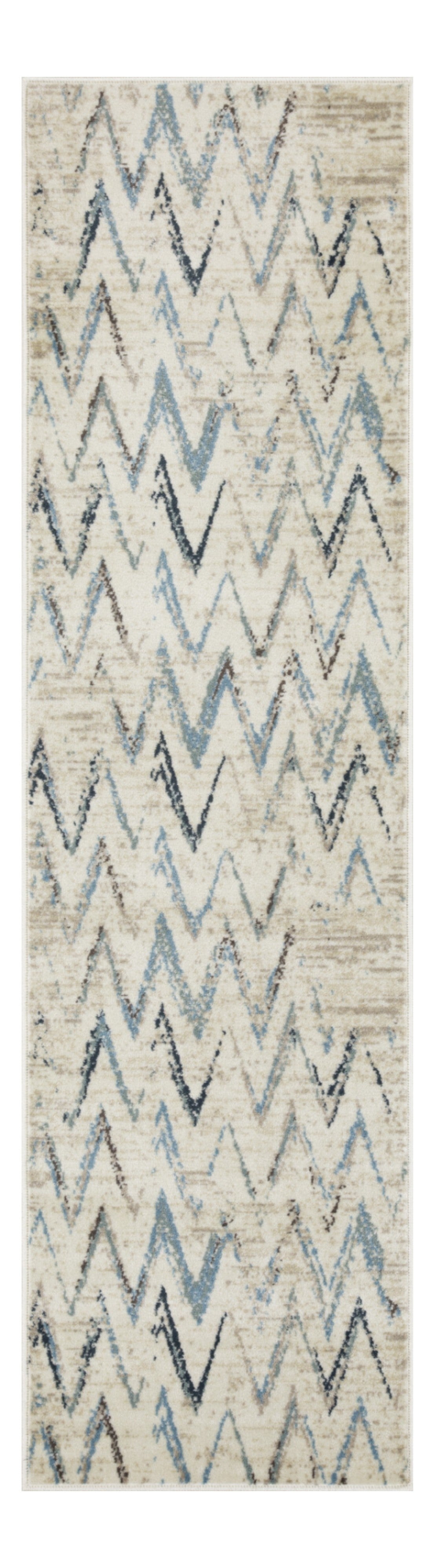 8' Runner Ivory Chevron Runner Rug