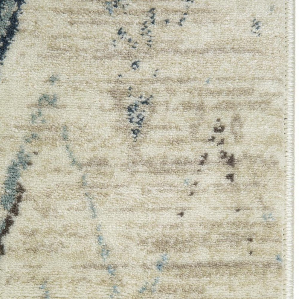 8' X 11' Ivory And Blue Chevron Area Rug