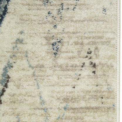 8' X 11' Ivory And Blue Chevron Area Rug