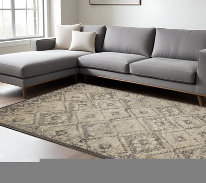 5' X 8' Gray And Brown Abstract Area Rug