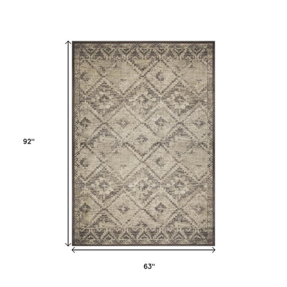 5' X 8' Gray And Brown Abstract Area Rug