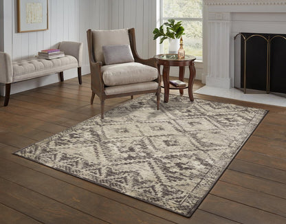 8' X 11' Gray And Brown Abstract Area Rug
