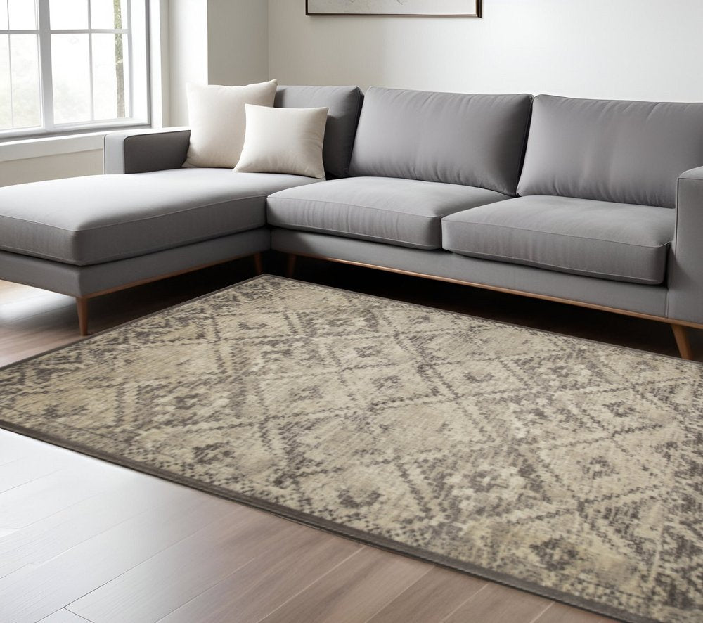 8' X 11' Gray And Brown Abstract Area Rug