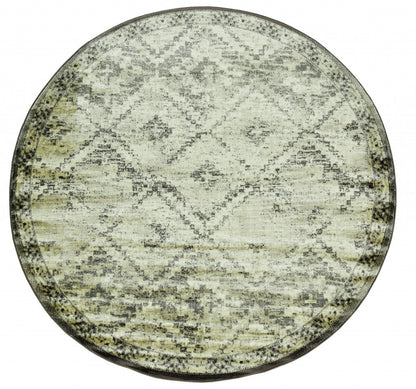 8' Gray Round Abstract Area Rug