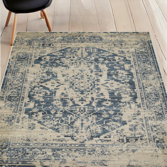 5' X 8' Ivory Oriental Area Rug